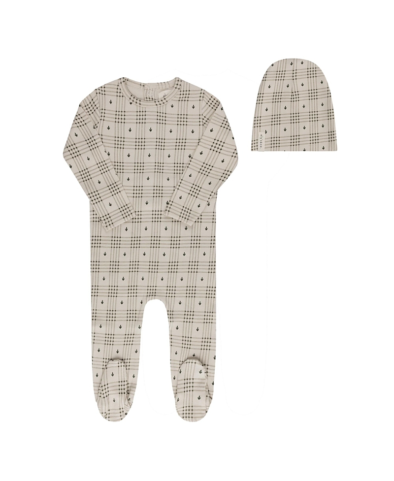 Ely's & Co. Unisex Cotton Floral Plaid Collection Footie + Beanie - Baby