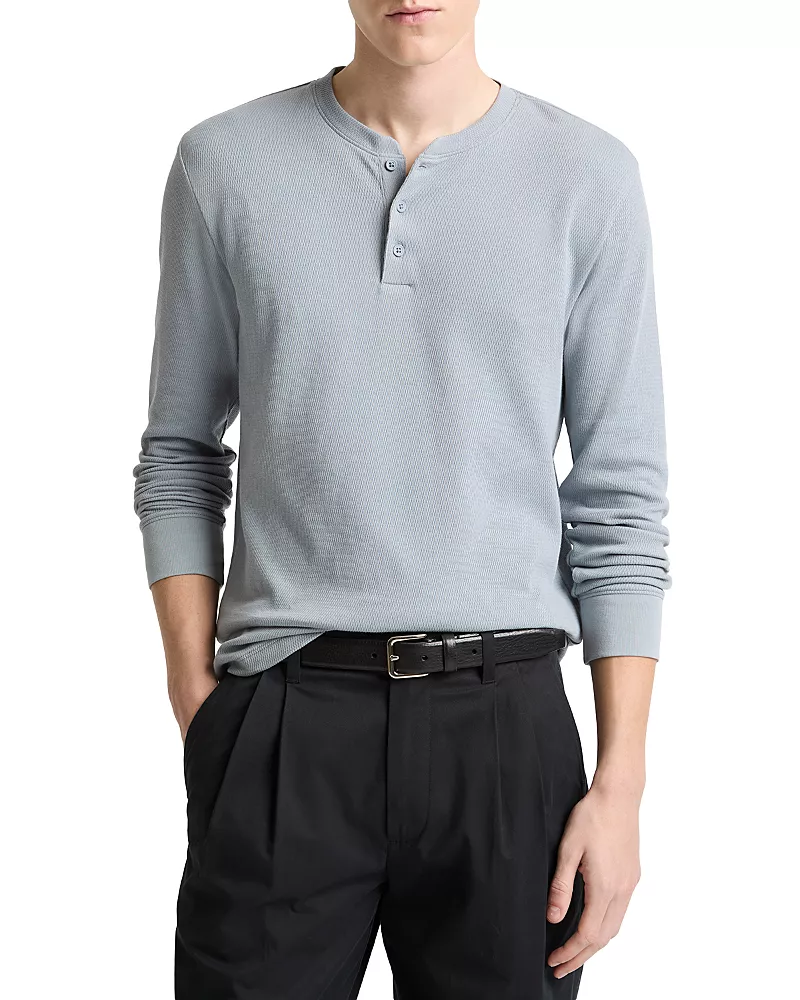 Vince Jacquard Rib Long Sleeve Henley