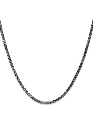 Sterling Silver Chain Box Link Darkened Chain, 24"