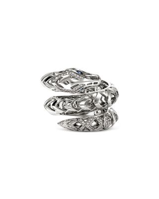 Sterling Silver Blue Sapphire & Diamond Naga Ring