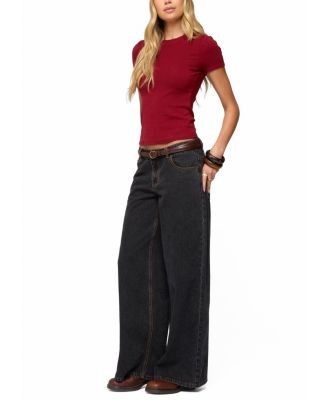 Contrast Stitch Low Rise Baggy Jeans