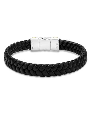 Men's 18K Yellow Gold & Sterling Silver Anthem Braided Faux Leather Bracelet