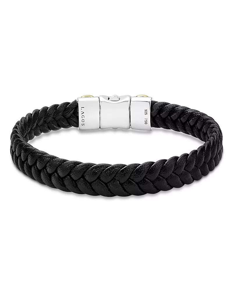 Lagos Men's 18K Yellow Gold & Sterling Silver Anthem Braided Leather Bracelet