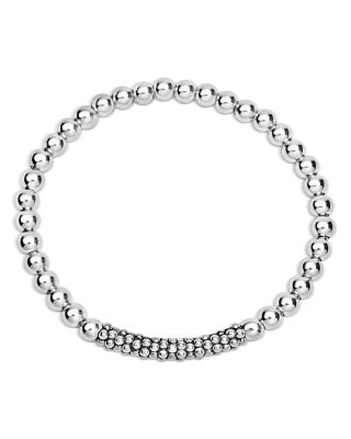 Sterling Silver Signature Caviar Beaded Stretch Bracelet