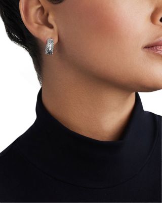 Sterling Silver Signature Caviar Huggie Hoop Earrings