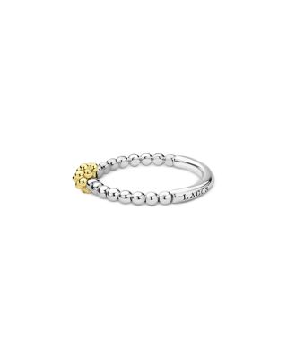 18K Yellow Gold & Sterling Silver Caviar Icon Beaded Stack Ring