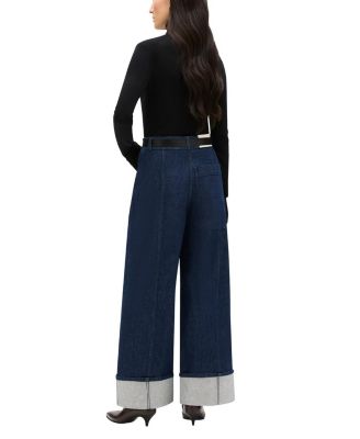  Cuffed Denim in Dark Rinse Blue