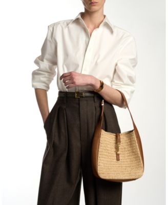 Le 5 &Agrave; 7 Supple Small Shoulder Bag in Raffia