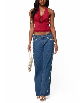  Layered Lacey Cowl Neck Halter Top