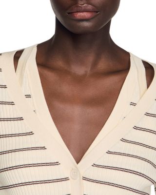 Gabri Stripe Rib Knit Cardigan Sweater