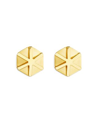 18K Yellow Gold B Home Star Stud Earrings
