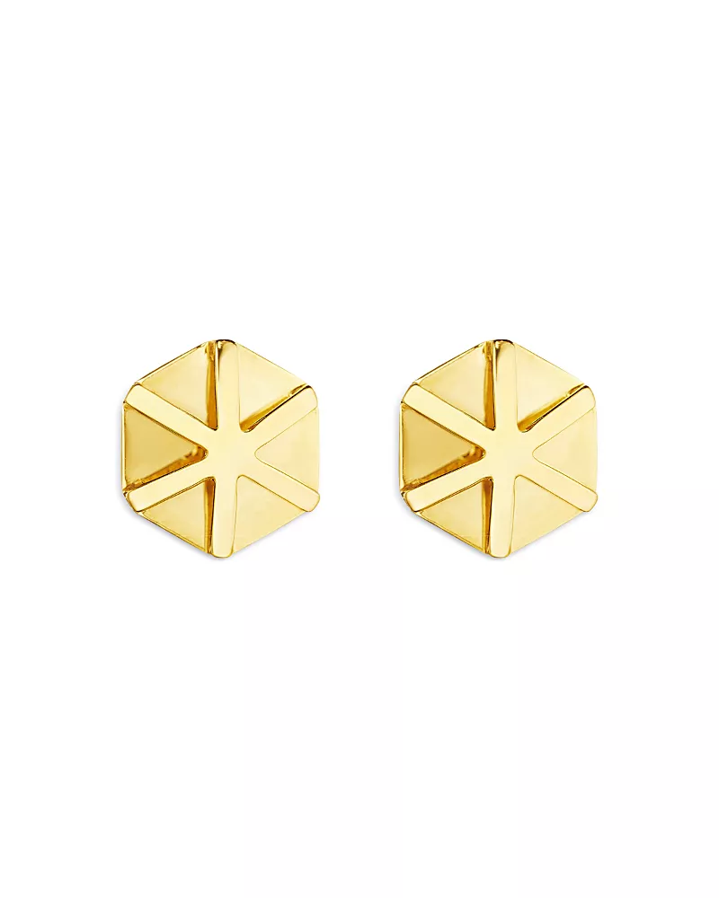 Cadar 18K Yellow Gold B Home Star Stud Earrings