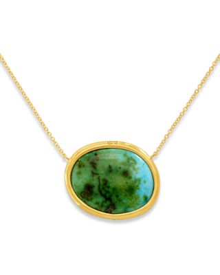 18K Yellow Gold Diamond & Turquoise Sonoran Pendant Necklace, 18"