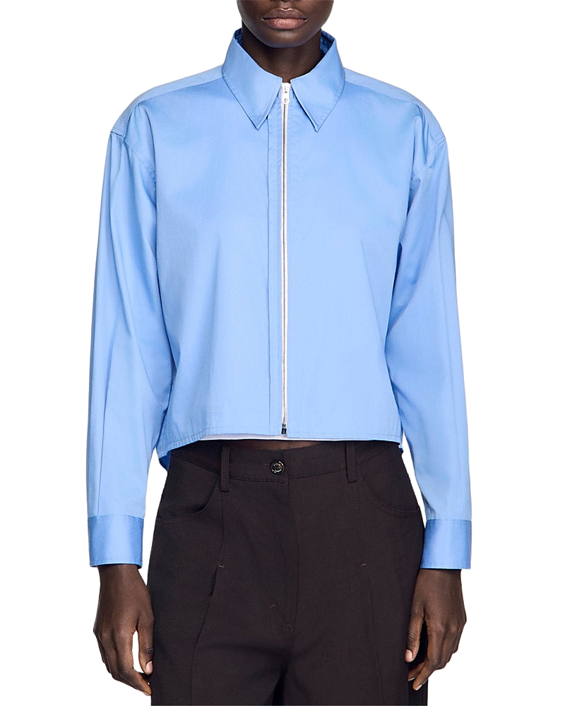 Sandro Julianna Cropped Logo Shirt