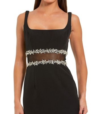 Petite Crepe Midi Dress with Jewel Detail & Ruffle Hem