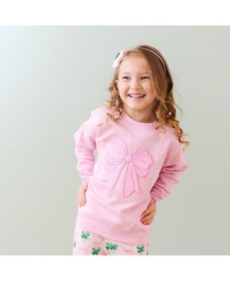 Girls' Pink Bow Sequin Patch Sweatshirt - Big Kid
