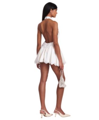  Idalia Beaded Lace Trim Backless Halter Mini Dress