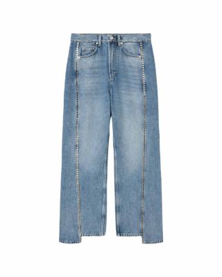 Frankie Mid Rise Studded Jeans in Vintage Indigo