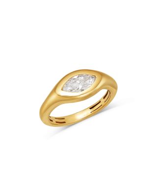 Certified Lab Grown Diamond Marquis Pinky Ring f in 14K Yellow Gold, 0.5 tcw