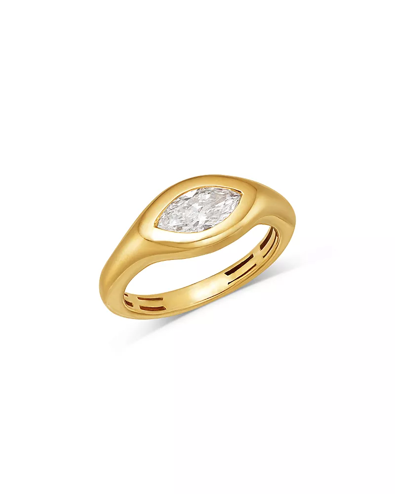 Bloomingdale's Fine Collection Luxe Collection Certified Lab Grown Diamond Marquis Pinky Ring in 14K Yellow Gold, 0.5 tcw