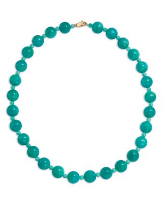 Amazonite Beaded Necklace in 14K Yellow Gold, 18"
