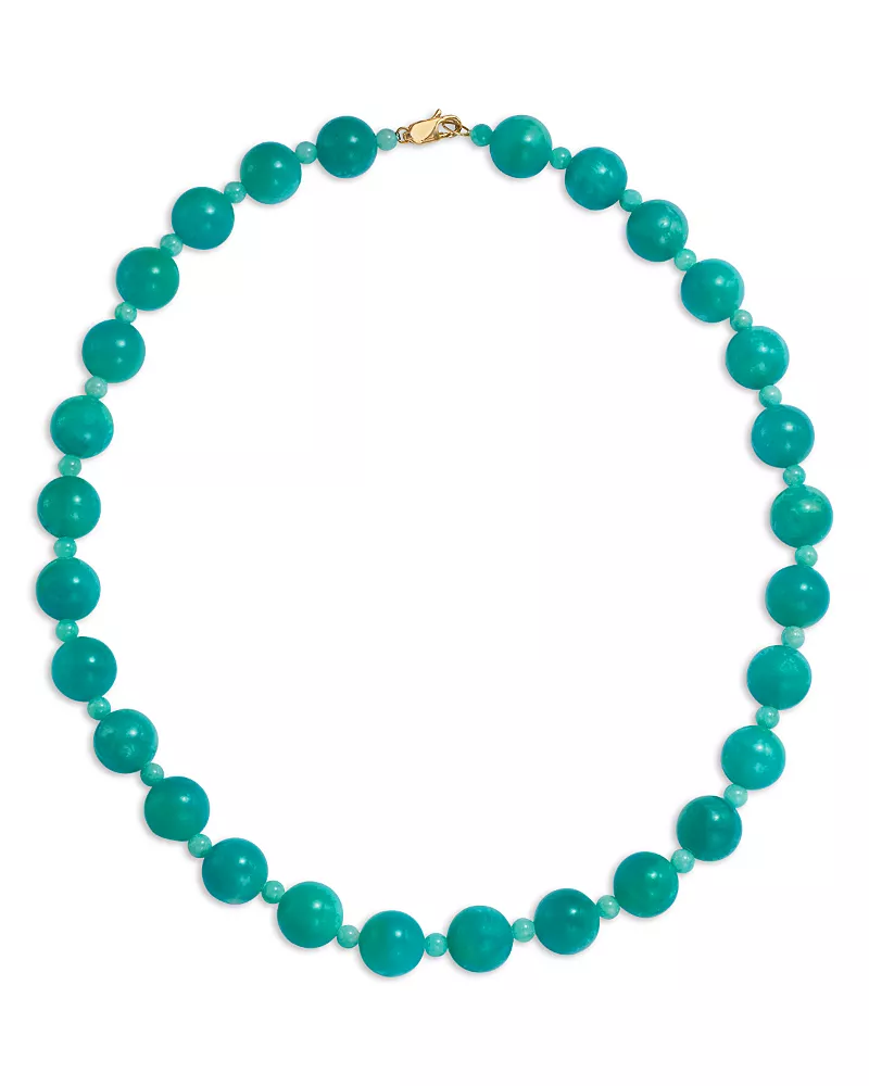 Bloomingdale's Fine Collection Amazonite Beaded Necklace in 14K Yellow Gold, 18