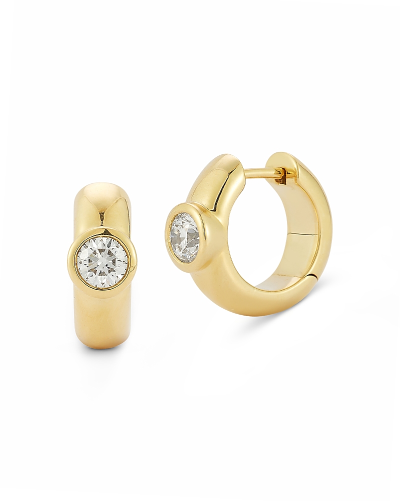 Walters Faith 18K Yellow Gold Diamond Classic Huggie Hoop Earrings