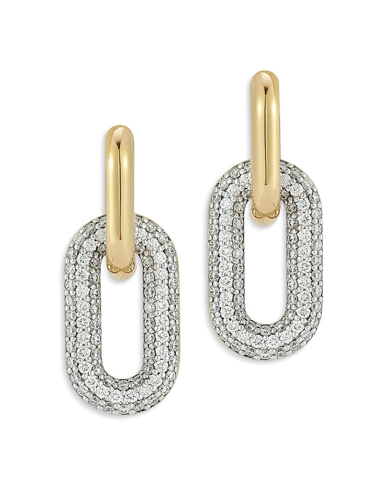 Walters Faith 18K Yellow Gold Diamond Morrell Drop Huggie Hoop Earrings