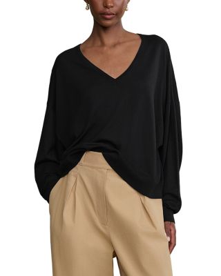 Jenni Kayne Dree V Neck Wool Sweater In Black