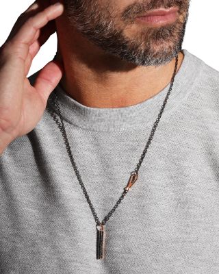 Sterling Silver & 18K Rose Gold Carrington Black Rhodium Chain Link Necklace, 24"