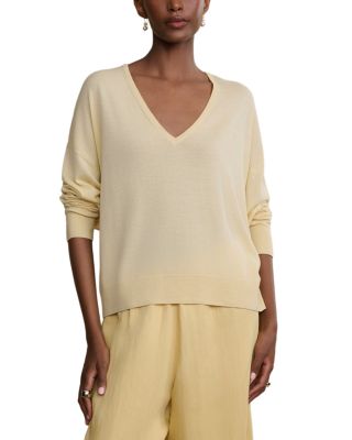 Jenni Kayne Dree V Neck Wool Sweater In Yellow