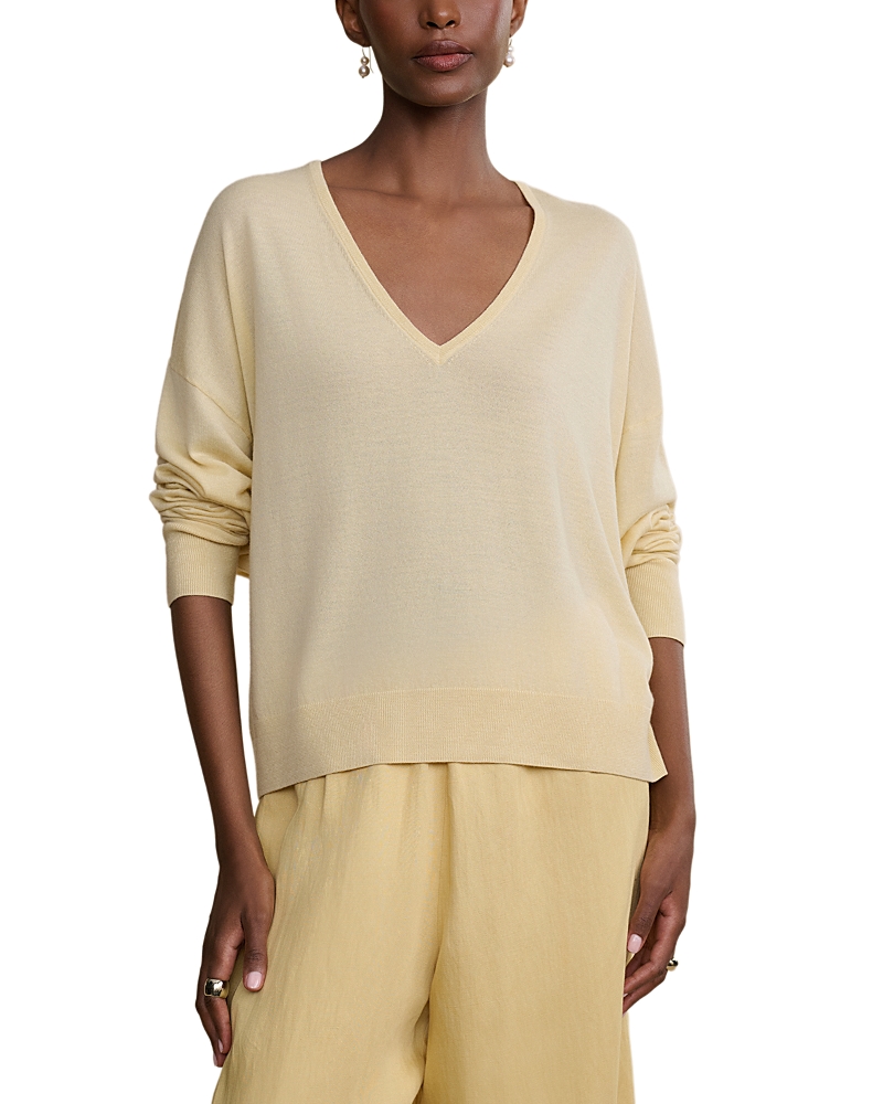Jenni Kayne Dree V Neck Wool Sweater In Yellow