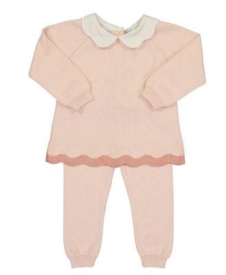 Girls' Scalloped Contrast Trim Knit Set - Baby, Little Kid