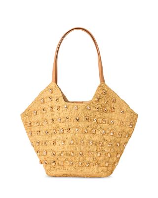 Galia Studded Raffia Tote Bag
