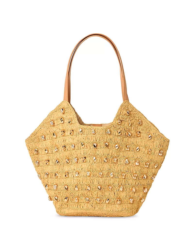 Btb Los Angeles Galia Studded Raffia Tote Bag