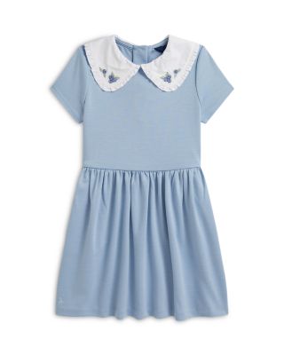 Girls' Blueberry-Collar Stretch Ponte Dress - Little Kid