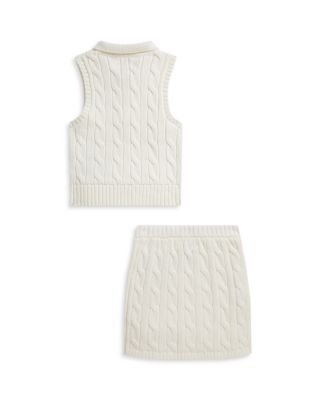 Girls' Cotton Polo Sweater & Faux-Wrap Skirt - Little Kid