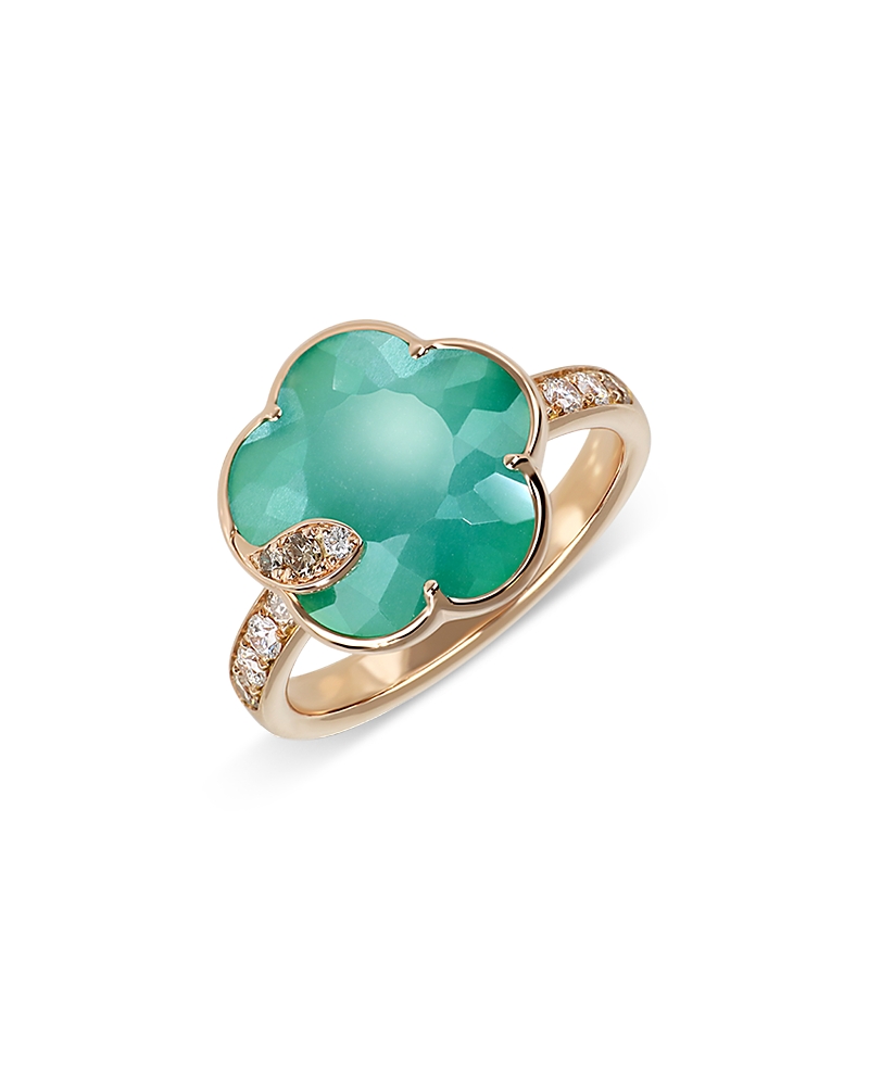 Pasquale Bruni 18K Rose Gold Lunar Garden Gem & Diamond Flower Ring