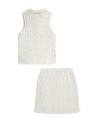 Girls' Cotton Polo Sweater & Faux-Wrap Skirt - Big Kid