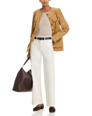 Anessa Rounded Pocket High Rise Wide Leg Jeans in Tonal Ecru