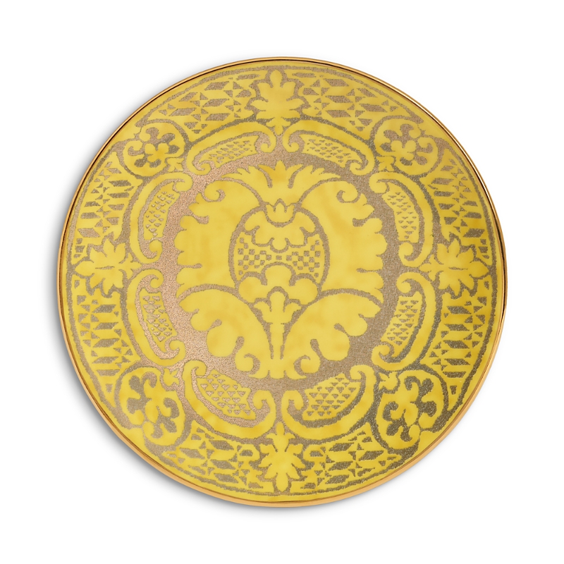 L'Objet Fortuny Orsini Yellow Dessert Plate, Set of 4