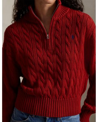 Quarter Zip Cable Knit Sweater