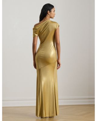 Metallic Jersey Off-the-Shoulder Gown