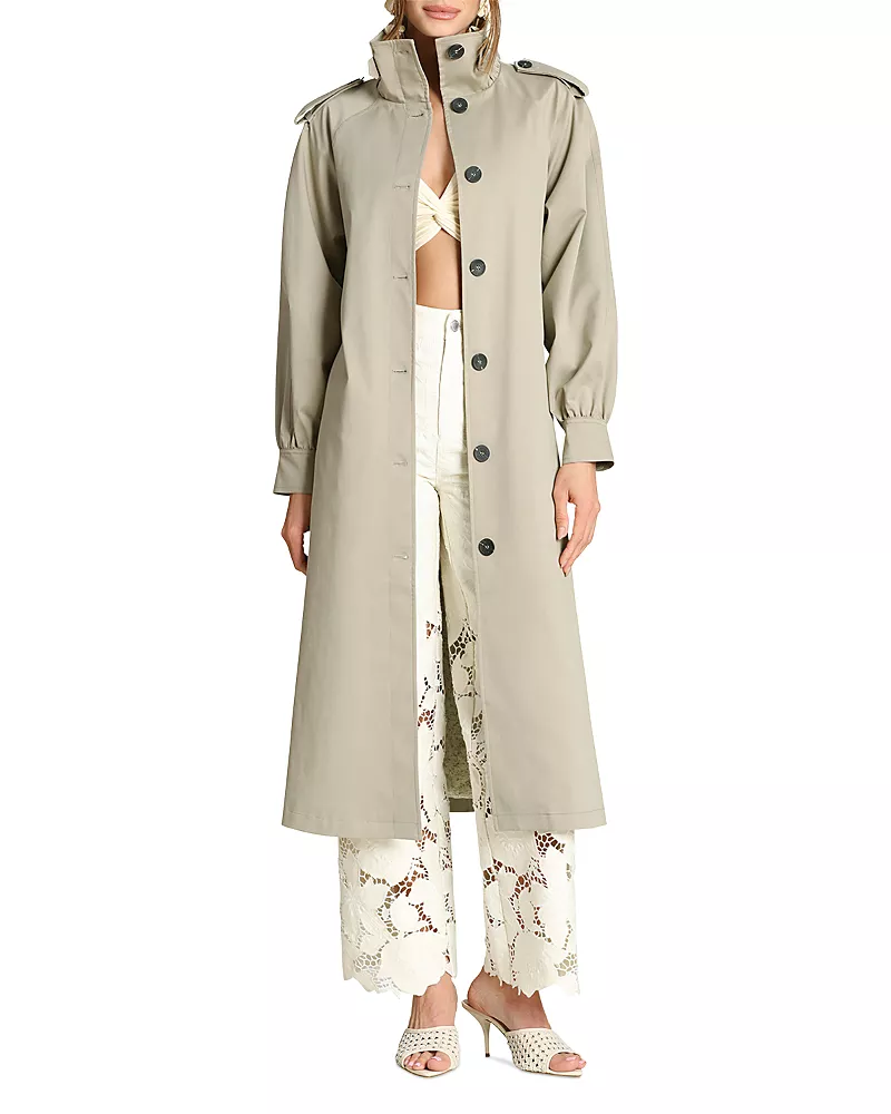 Avec Les Filles Funnel Neck Maxi Trench Jacket