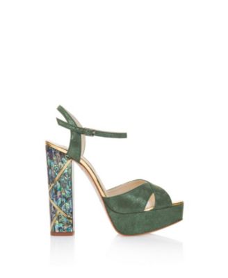  Women's Cher Verde Ankle Strap Pearl Heel Sandal