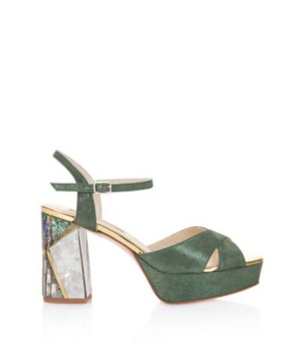  Women's Zahra Verde Ankle Strap Pearl Heel Sandal