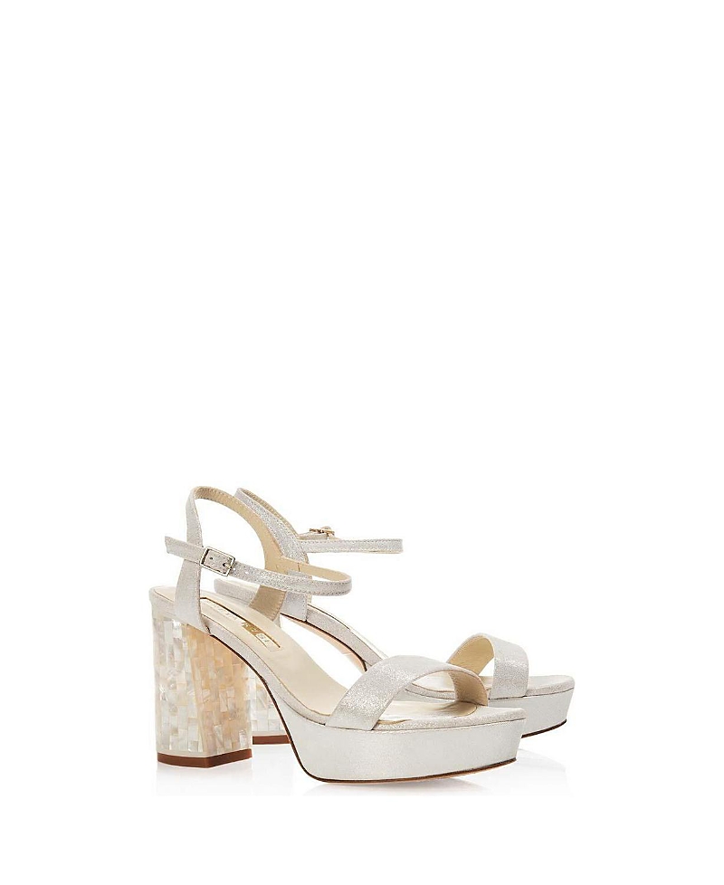 Freya Rose Women's GiGi Ivory Ankle Strap Pearl Heel Sandal