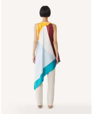  Silk Graphic Print Silk Top