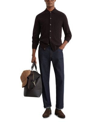 Gideon Long Sleeve Button Through Stitch Detail Cardigan