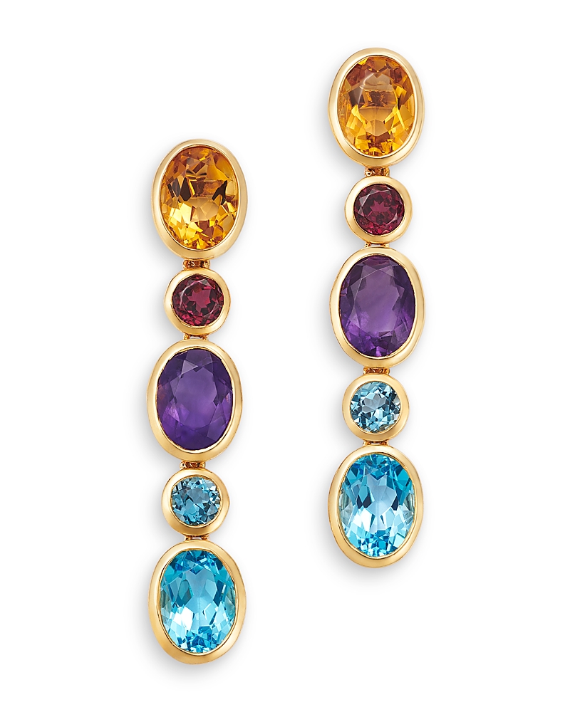 Bloomingdale's Fine Collection Multi Gemstone Bezel Linear Drop Earrings